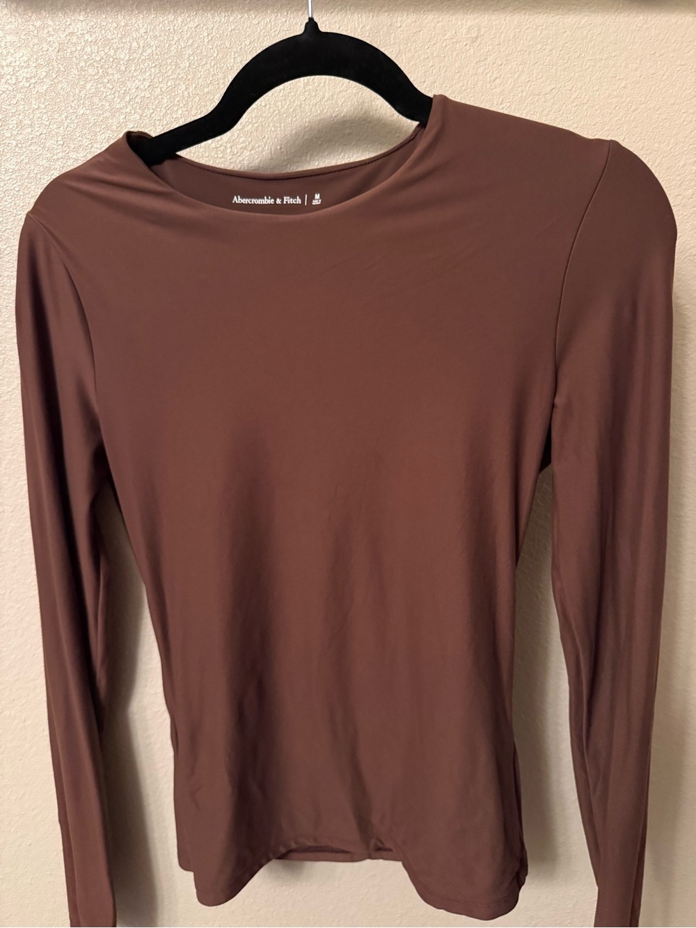 Abercrombie & Fitch Women's Long-Sleeve Crew Neck Top - Chocolate Brown